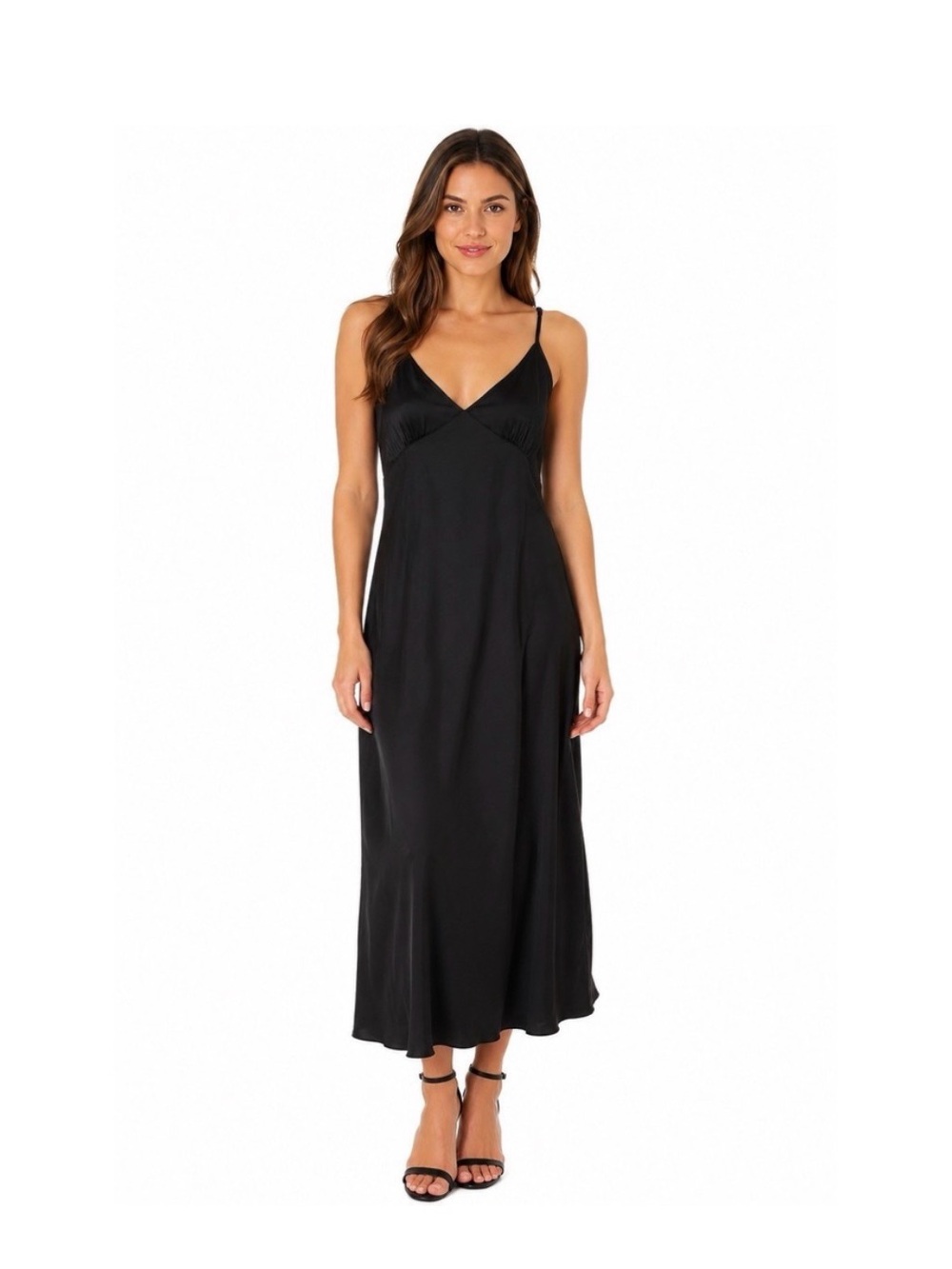 Song Of Style by Aimee Song Black Satin Slip Dress Size Large